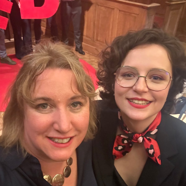 Carla with Marta on the night Carla and Marta after the event